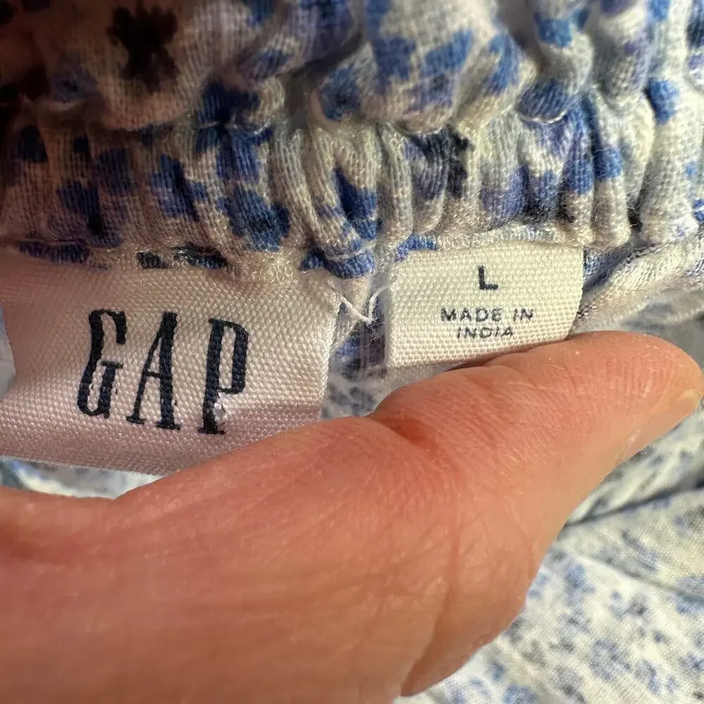 Gap Dress Womens Large Blue Floral Ditsy Sleeveless Cottage Prairie Milkmaid - Picture 5 of 11